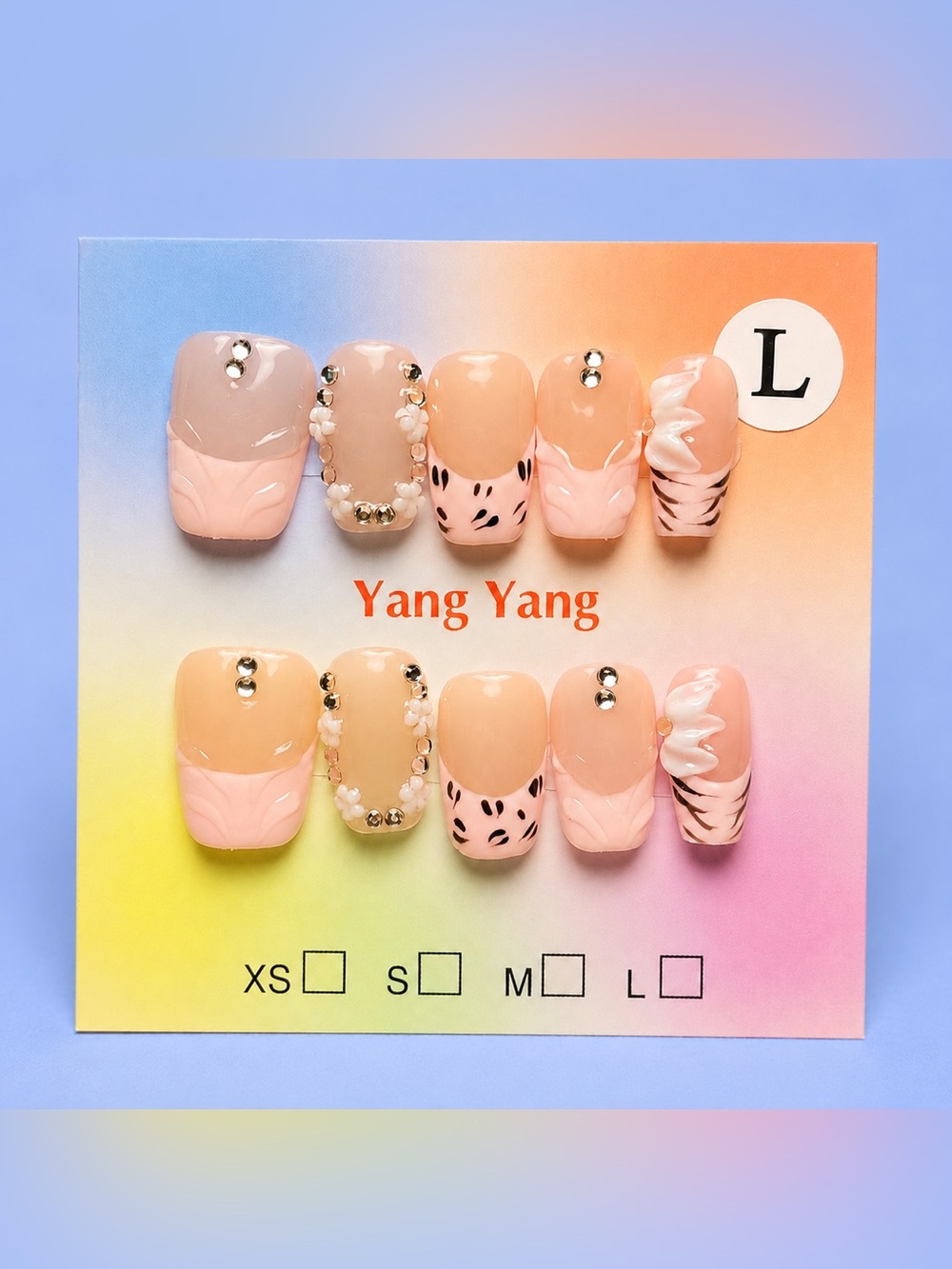 NEW Baby Pink 3D Art French Tip Press-On Nails | Short Square | Large